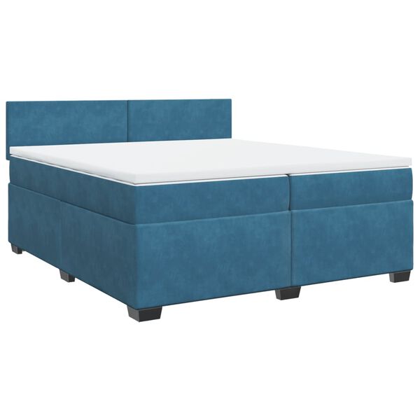 vidaXL Κρεβάτι Boxspring με Στρώμα Σκούρο Μπλε 200x200 εκ. Βελούδινο