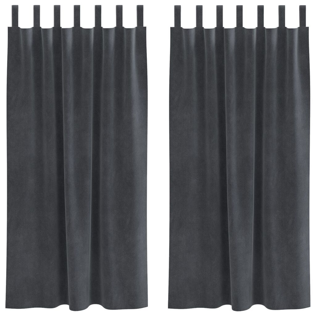 vidaXL Κουρτίνες με κουρτίνες 2 pcs Ανοιχτό γκρι 140 x 175 cm Βελούδο