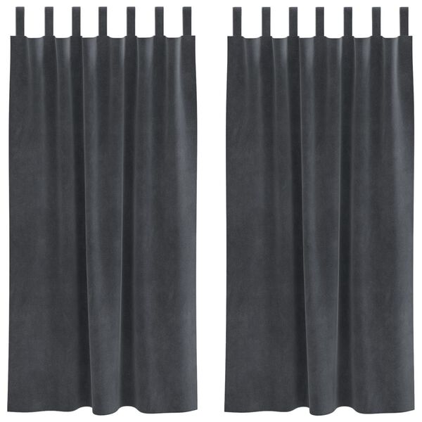 vidaXL Κουρτίνες με κουρτίνες 2 pcs Ανοιχτό γκρι 140 x 175 cm Βελούδο
