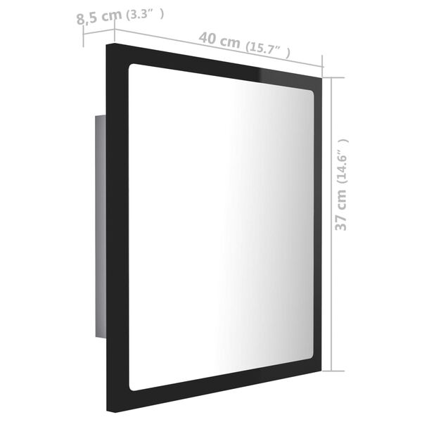 vidaXL Καθρέφτης Μπάνιου με LED Γυαλ. Μαύρο 40x8,5x37 εκ. Ακρυλικός