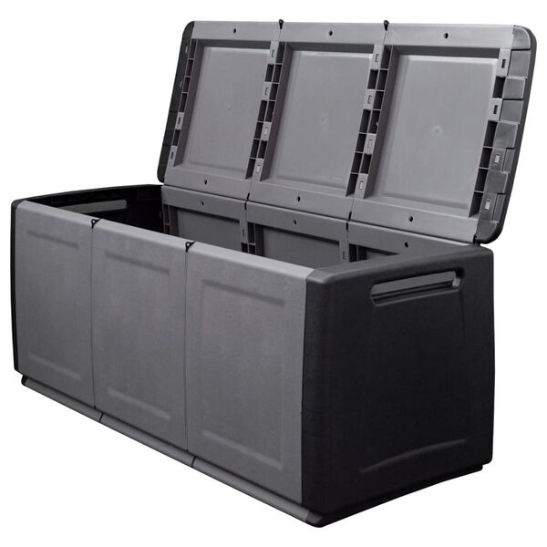 vidaXL Μπαούλο Αποθήκευσης Κήπου 138x53x57 εκ Σκ. Γκρι/Μαύρο 130 Λίτρα