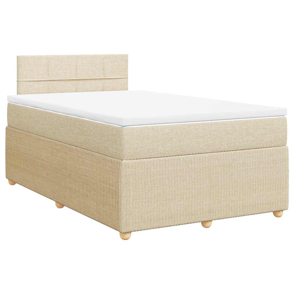 vidaXL Κρεβάτι Boxspring με Στρώμα Κρεμ 120x190 εκ. Υφασμάτινο