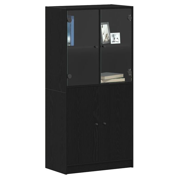 vidaXL Highboard Μαύρο 68 x 37 x 142 εκ Επεξεργασμένο ξύλο