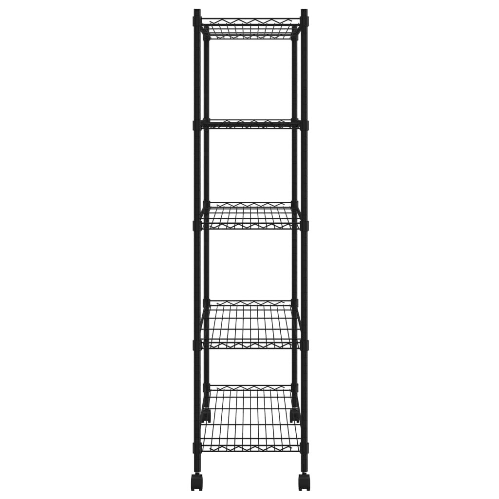 vidaXL Ραφιέρα 5 Επιπέδων με Τροχούς Μαύρη 75x35x155 εκ. 250 κ.