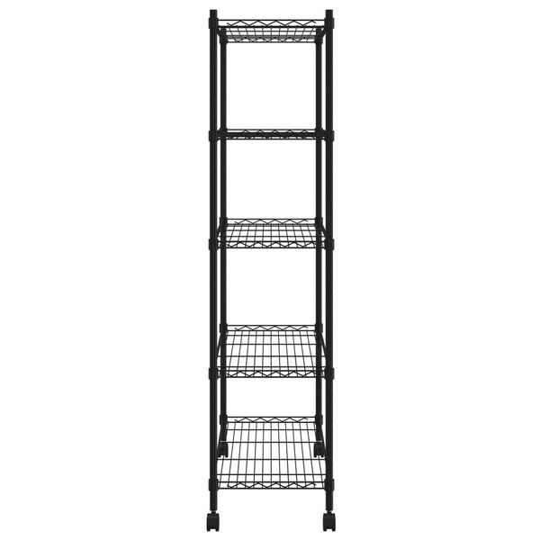 vidaXL Ραφιέρα 5 Επιπέδων με Τροχούς Μαύρη 75x35x155 εκ. 250 κ.