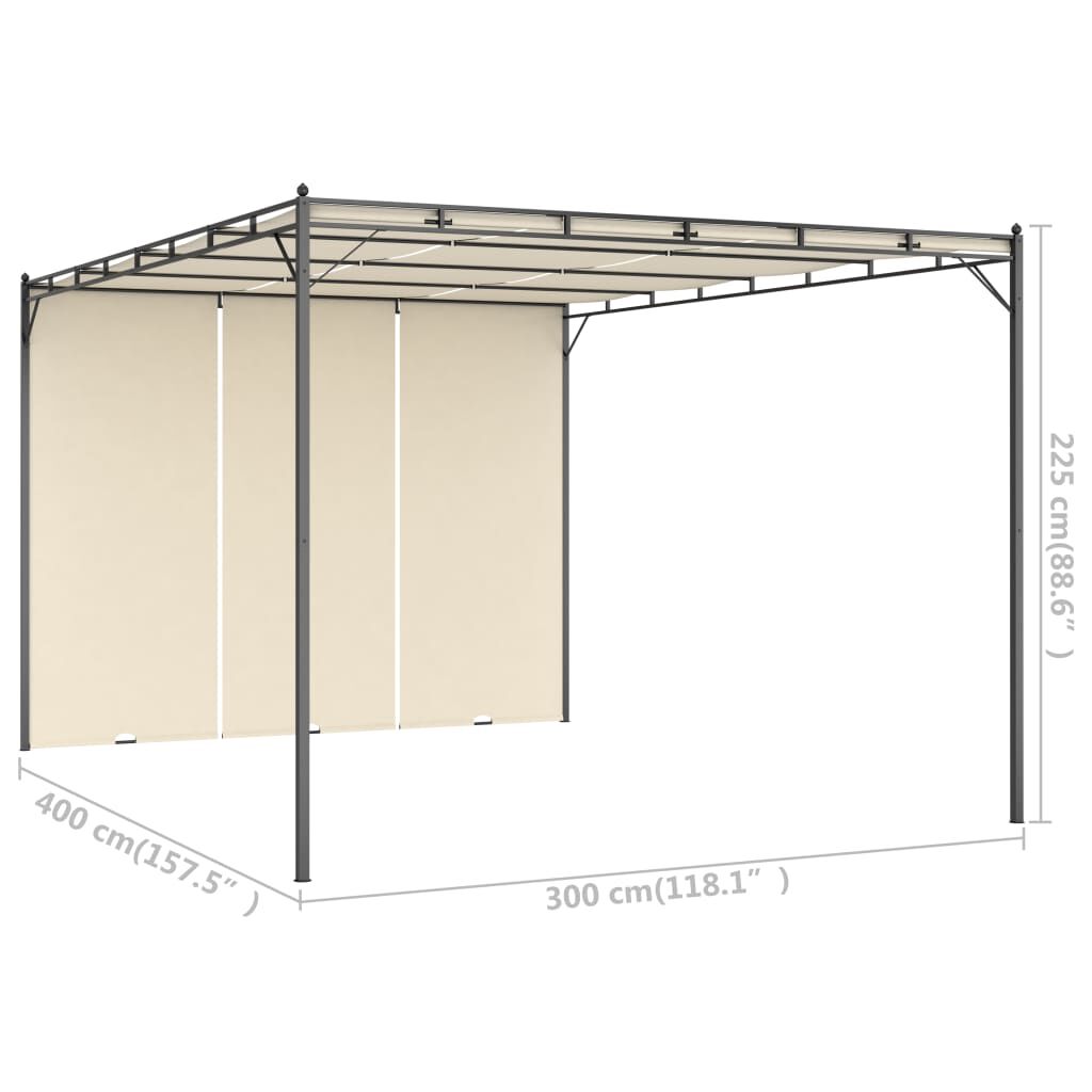 vidaXL Κιόσκι Κήπου Κρεμ 4 x 3 x 2,25 μ. με Πλαϊνή Κουρτίνα
