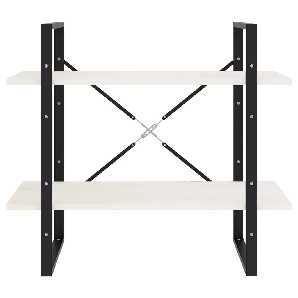 vidaXL Βιβλιοθήκη με 2 Ράφια Λευκή 80x30x70 εκ. από Μασίφ Ξύλο Πεύκου
