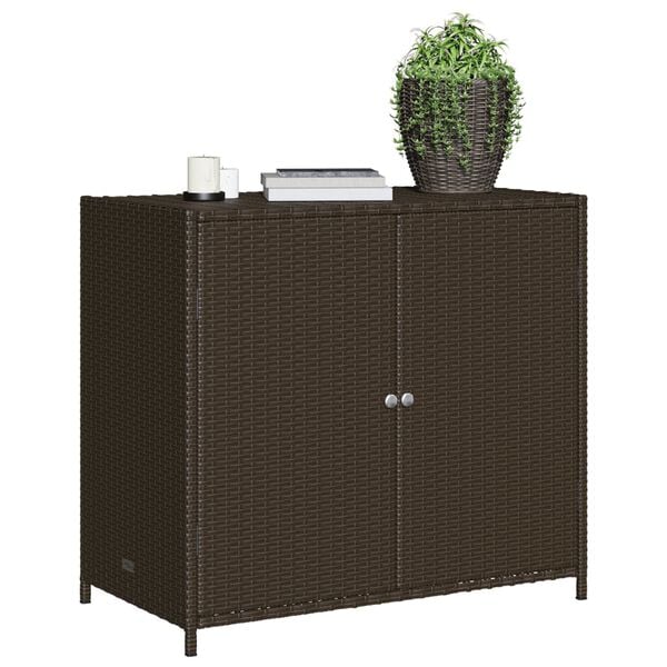 vidaXL Ντουλάπι Αποθήκευσης Κήπου Καφέ 83x45x76 εκ. Συνθετικό Ρατάν