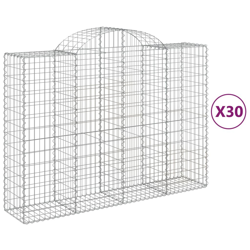 vidaXL Συρματοκιβώτια Τοξωτά 30 τεμ. 200x50x140/160 εκ. Γαλβαν. Ατσάλι