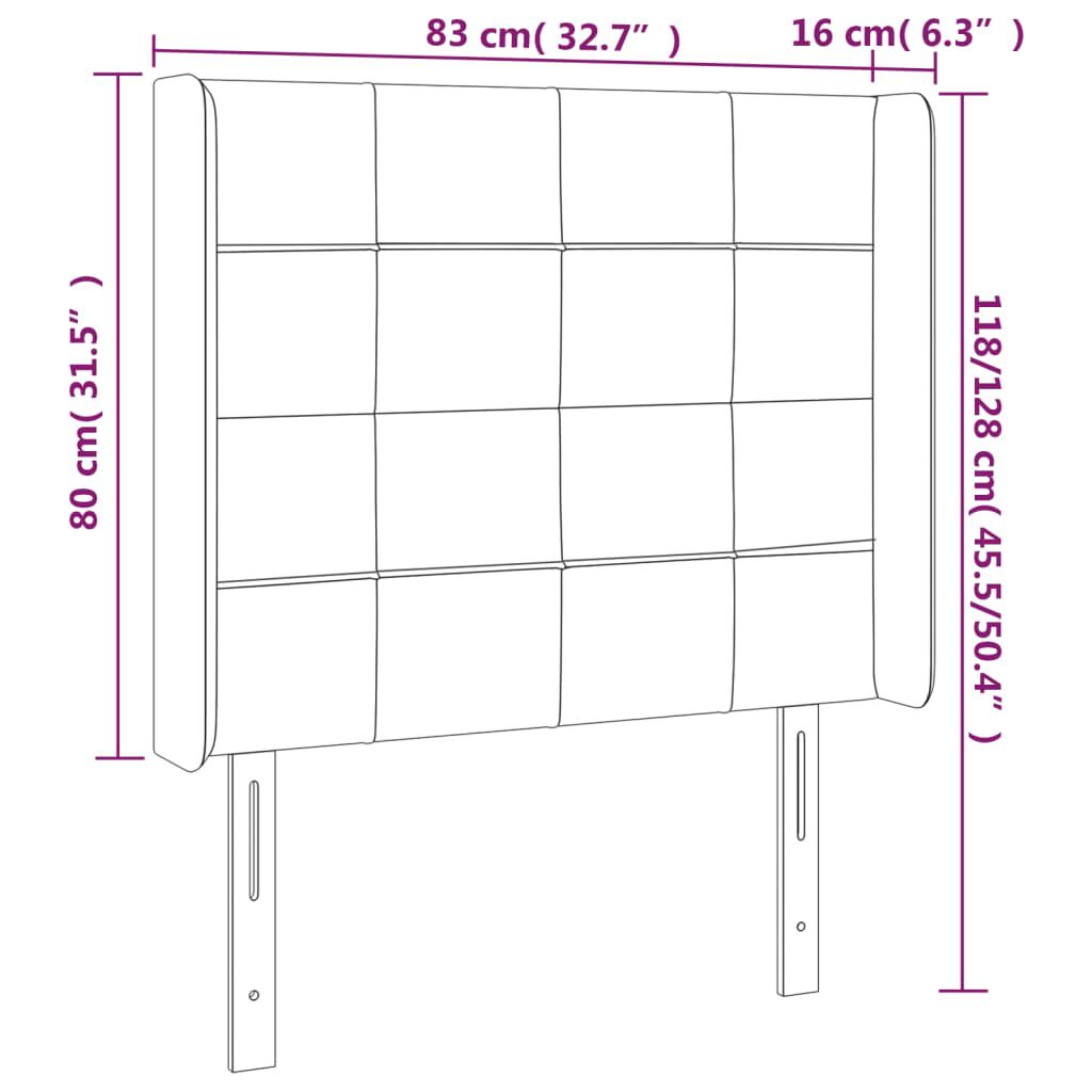 vidaXL Κεφαλάρι Κρεβατιού LED Taupe 83x16x118/128εκ. Υφασμάτινο
