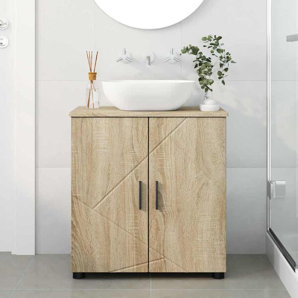vidaXL Ντουλάπι Μπάνιου με ράφι με πόρτα Sonoma Δρυς 61 x 35 x 64 εκ.