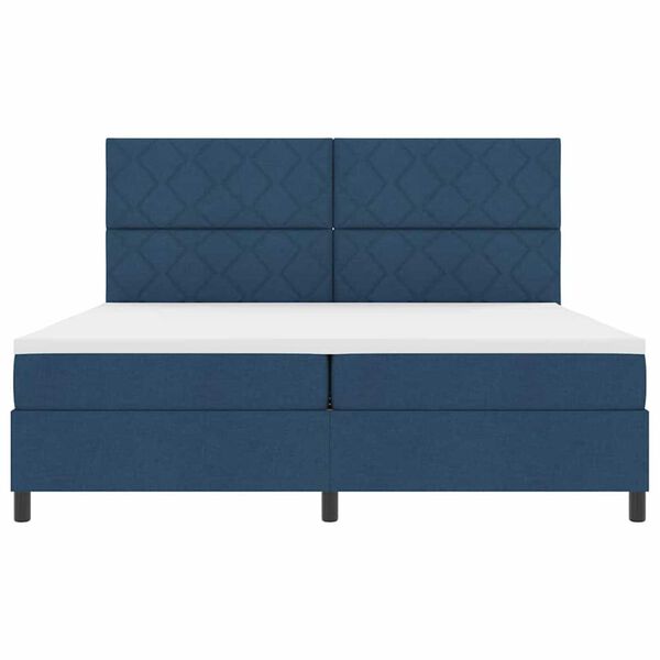 vidaXL Κρεβάτι με ελατήρια με στρώμα Μπλε 200 x 200 cm ύφασμα