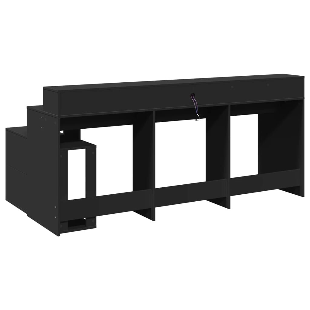 vidaXL Γραφείο με LED Μαύρο 200x104x91 εκ. από Επεξεργασμένο Ξύλο
