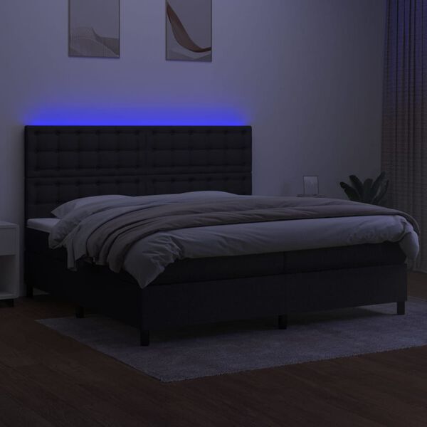 vidaXL &Kappa;&rho;&epsilon;&beta;ά&tau;&iota; Boxspring &mu;&epsilon; &Sigma;&tau;&rho;ώ&mu;&alpha; & LED &Mu;&alpha;ύ&rho;&omicron; 200x200 &epsilon;&kappa;. &Upsilon;&phi;&alpha;&sigma;&mu;ά&tau;&iota;&nu;&omicron;