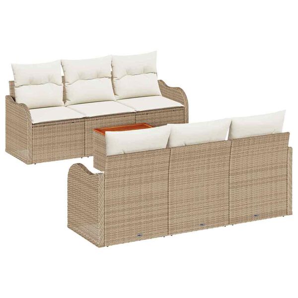 vidaXL Σετ Καναπέ Κήπου 7 pcs Μπεζ Πολυ ράταν
