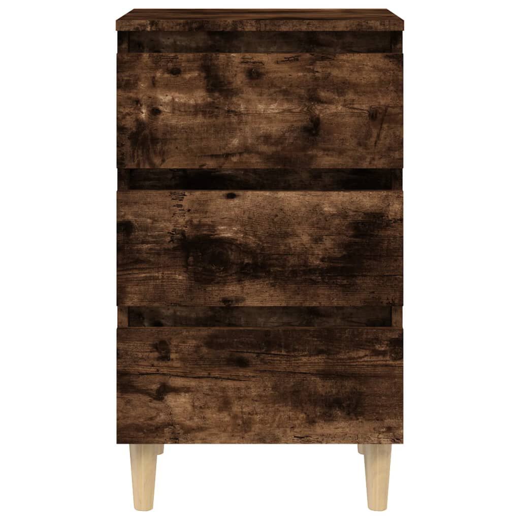 vidaXL Κομοδίνα 2 τεμ. Καπνιστή Δρυς 40x35x69 εκ. Μασίφ Ξύλινα Πόδια