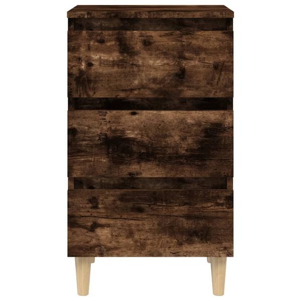 vidaXL Κομοδίνα 2 τεμ. Καπνιστή Δρυς 40x35x69 εκ. Μασίφ Ξύλινα Πόδια