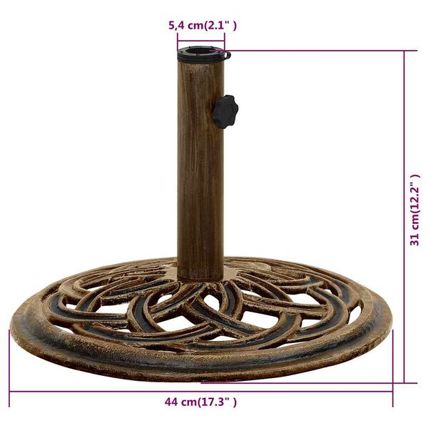 vidaXL Βάση Ομπρέλας Χάλκινη 44 x 44 x 31 εκ. από Χυτοσίδηρο