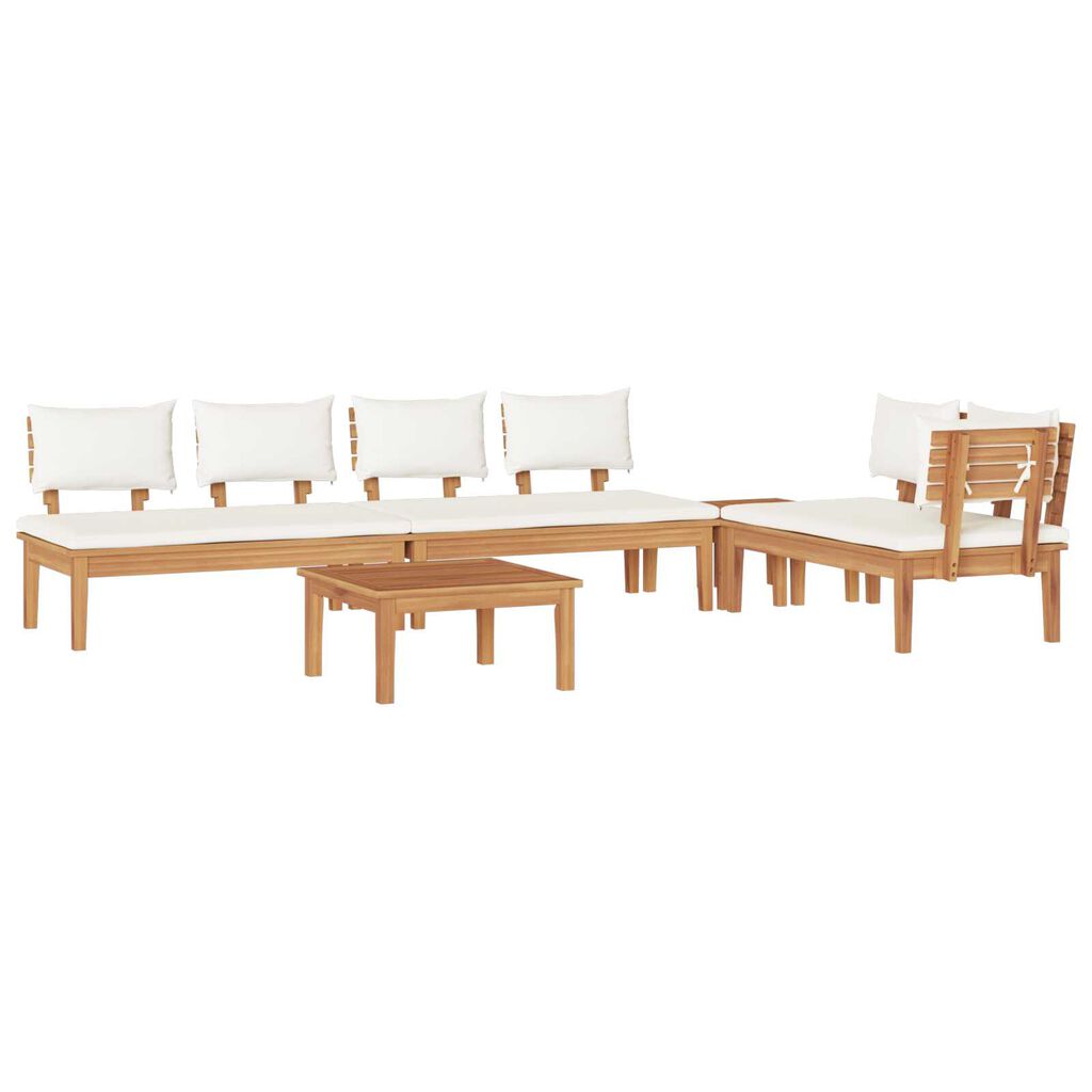 vidaXL Σετ Παγκάκι Κήπου 5 pcs Καφέ, Κρέμα Πολυ rattan, βαμμένο ατσάλι
