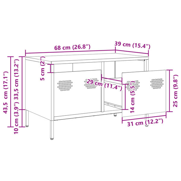 vidaXL Έπιπλο Τηλεόρασης Μουσταρδί 68x39x43,5 εκ. Ατσάλι Ψυχρής Έλασης