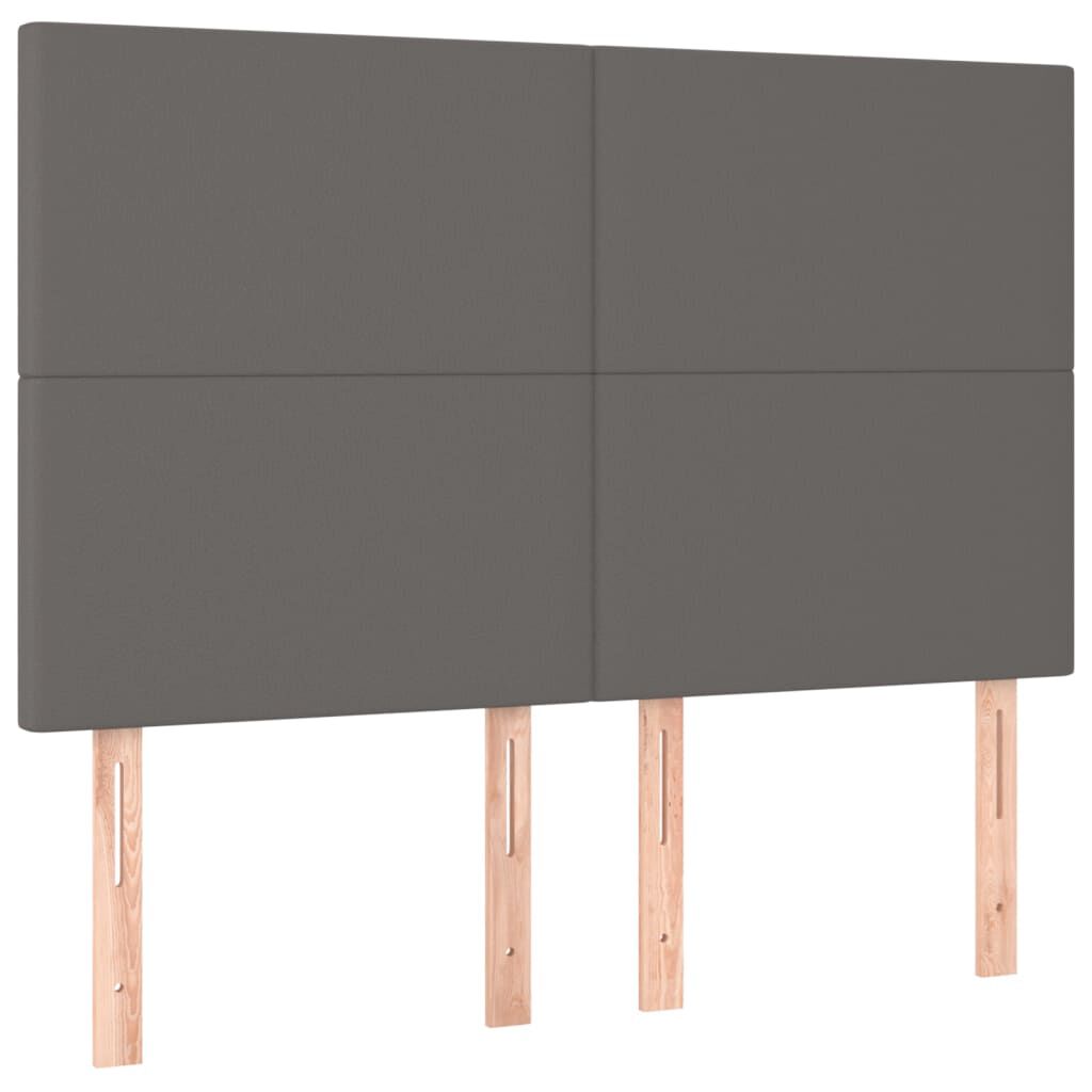 vidaXL Κρεβάτι Boxspring με Στρώμα & LED Γκρι 140x200 εκ. Συνθ. Δέρμα