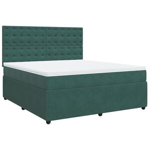 vidaXL Κρεβάτι Boxspring με Στρώμα Σκούρο Πράσινο 180x200εκ. Βελούδινο
