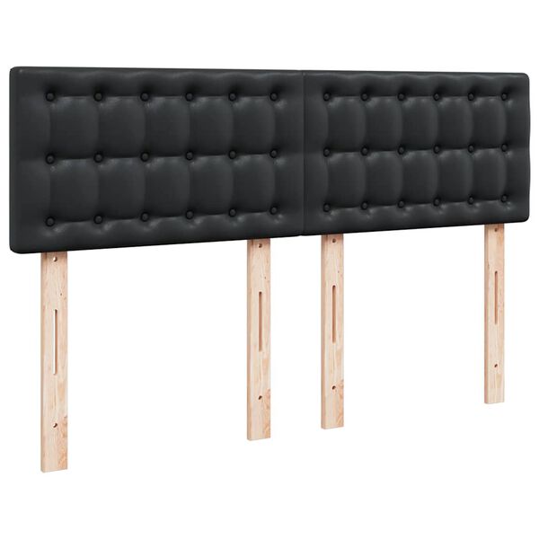 vidaXL Οθωμανικό κρεβάτι με στρώμα Μαύρο 140x190cm Συνθετικό δέρμα