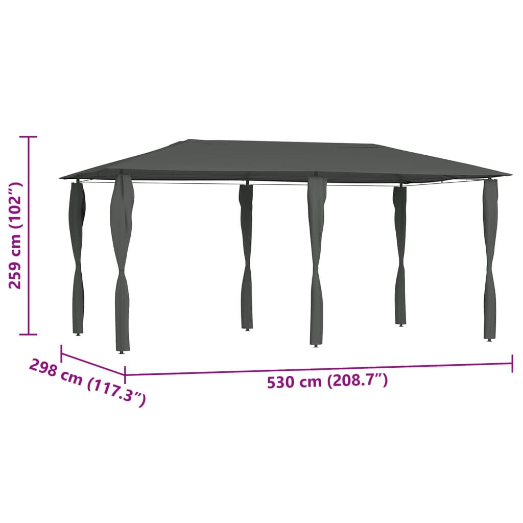 vidaXL Κιόσκι με Καλύμματα Στύλων Ανθρακί 2,98x5,3x2,59 μ. 160 γρ./μ²