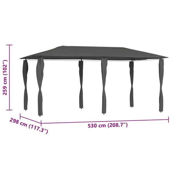 vidaXL Κιόσκι με Καλύμματα Στύλων Ανθρακί 2,98x5,3x2,59 μ. 160 γρ./μ²