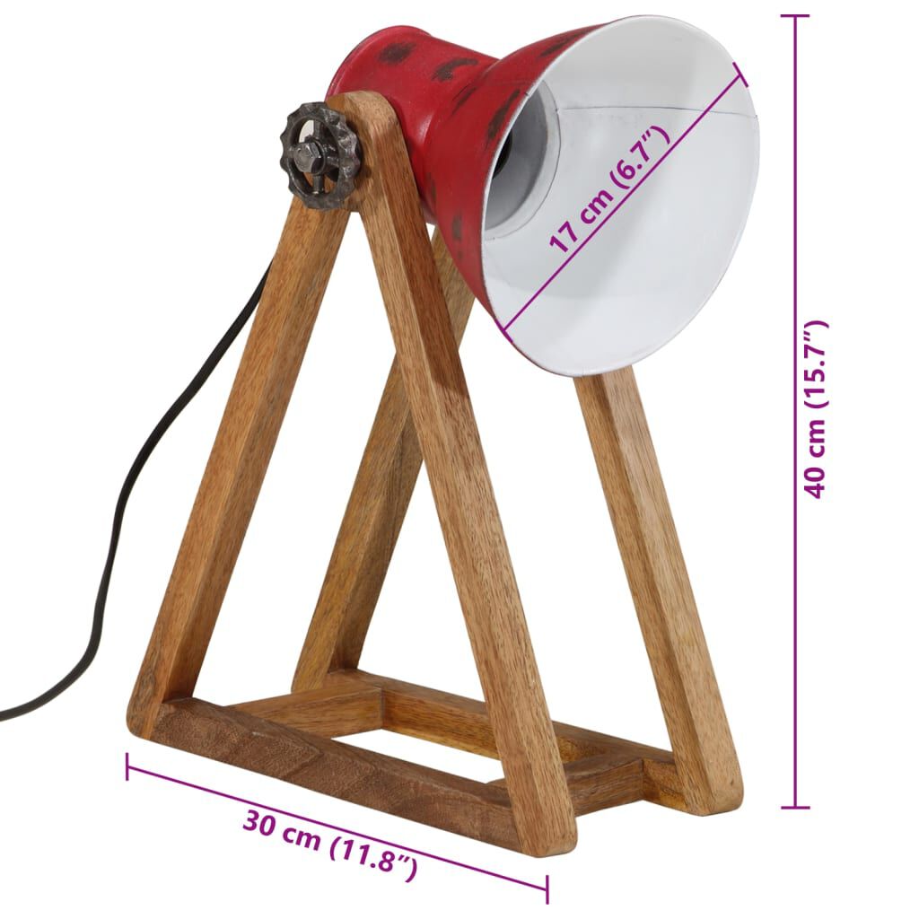 vidaXL Φωτιστικό Γραφείου 25 W Αντικέ Κόκκινο 30x17x40 εκ. Ε27