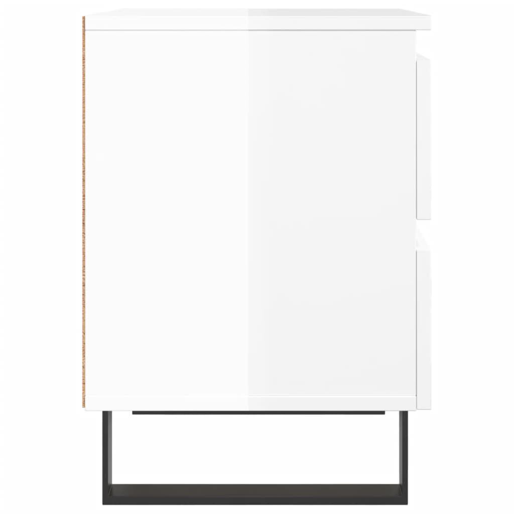 vidaXL Κομοδίνα 2 τεμ. Γυαλ. Λευκό 40 x 35 x 50 εκ. Επεξεργασμένο Ξύλο
