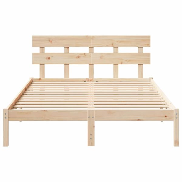 vidaXL Σκελετός Κρεβατιού Καφέ 150 x 200 cm Μασίφ ξύλο πεύκου