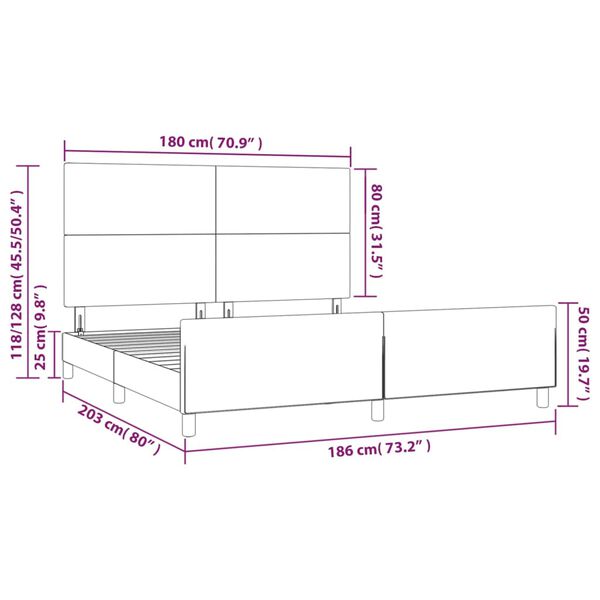 vidaXL Πλαίσιο Κρεβατιού με Κεφαλάρι Σκ. Μπλε 180x200 εκ. Βελούδινο
