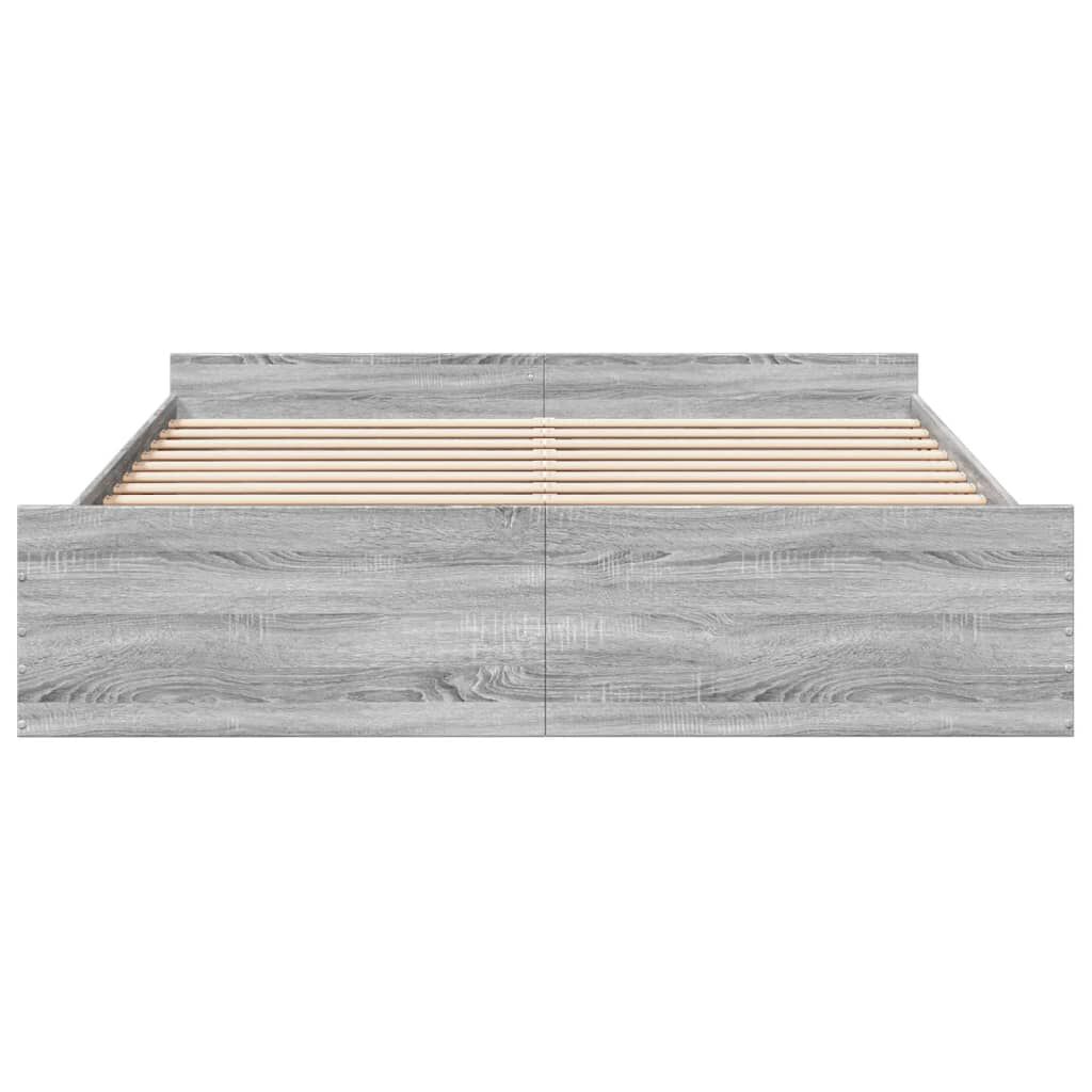 vidaXL Πλαίσιο Κρεβατιού με συρτάρια Γκρι sonoma 200x200εκ. Επεξ. Ξύλο