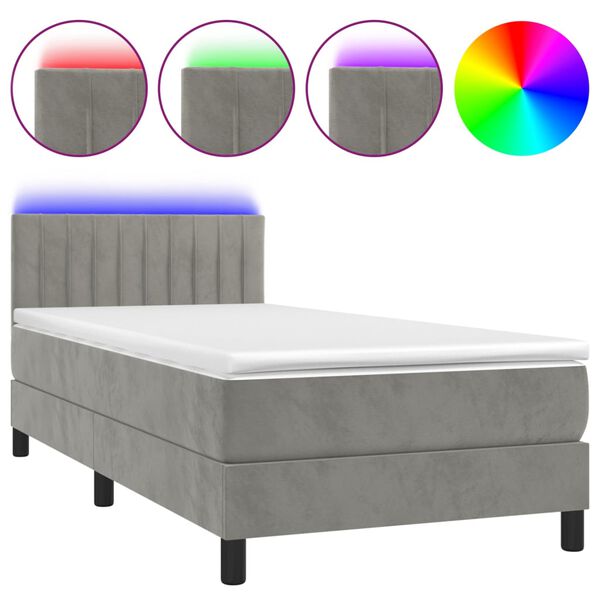 vidaXL &Kappa;&rho;&epsilon;&beta;ά&tau;&iota; Boxspring &mu;&epsilon; &Sigma;&tau;&rho;ώ&mu;&alpha; & LED &Alpha;&nu;.&Gamma;&kappa;&rho;&iota; 90x200 &epsilon;&kappa;. &Beta;&epsilon;&lambda;&omicron;ύ&delta;&iota;&nu;&omicron;