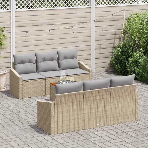 vidaXL Σετ Καναπέ Κήπου 7 pcs μπεζ και ανοιχτό γκρι