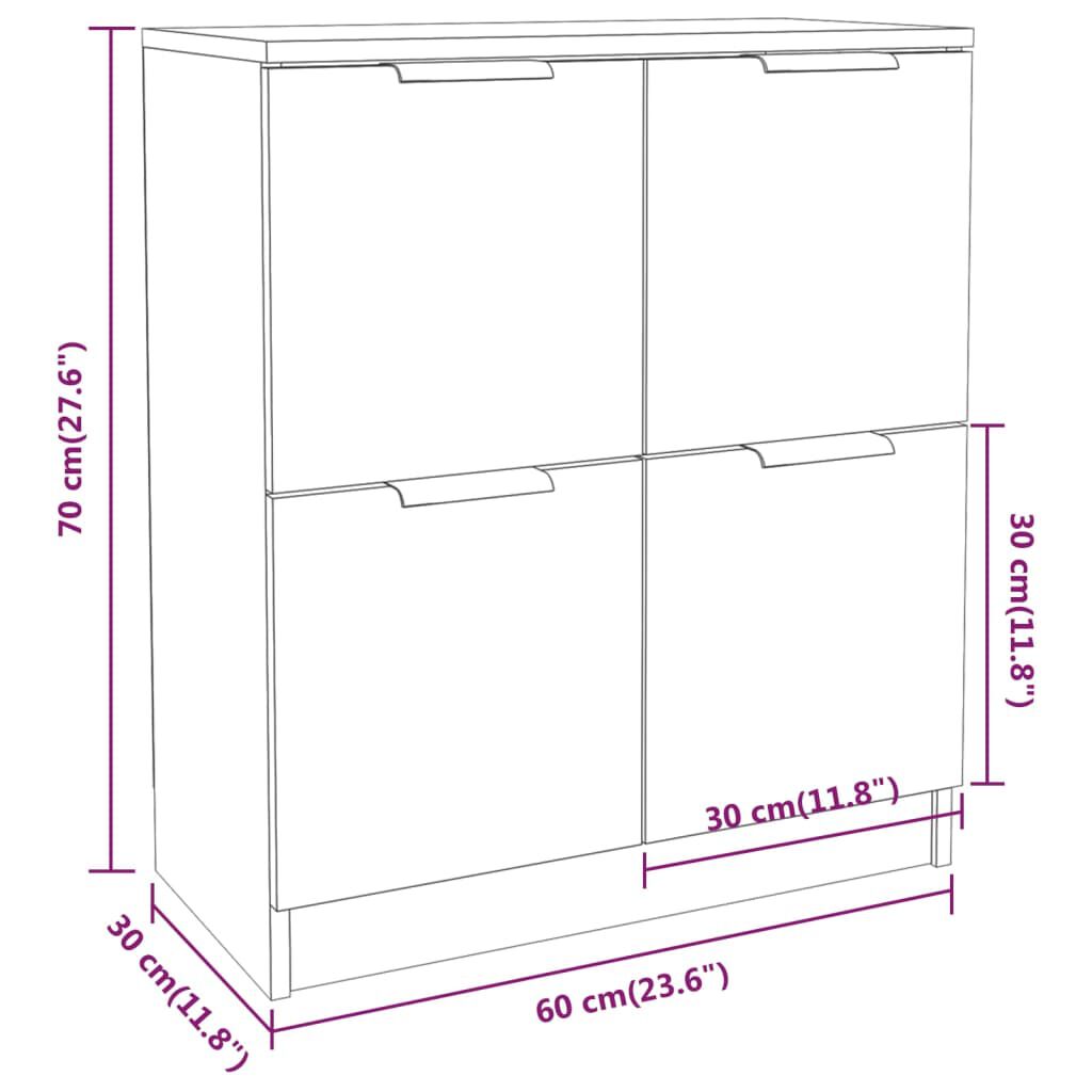 vidaXL Μπουφές Καφέ Δρυς 60 x 30 x 70 εκ. από Επεξεργασμένο Ξύλο