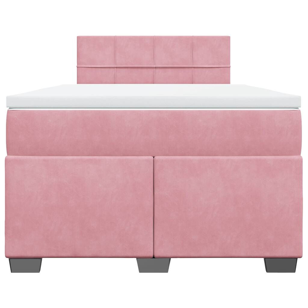 vidaXL Κρεβάτι Boxspring με Στρώμα Ροζ 120x190 εκ. Βελούδινο