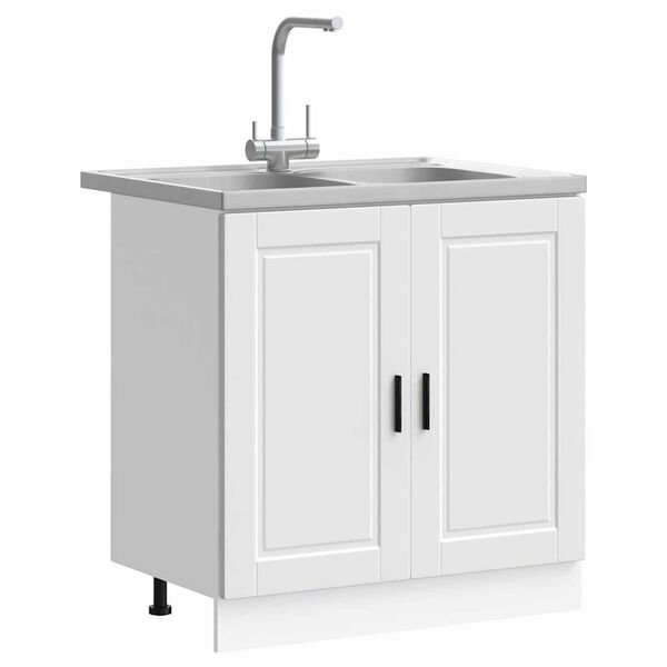vidaXL Βάση νιπτήρα 2 pcs Λευκό 80 x 46 x 84.5 εκ. Επεξεργασμένο ξύλο