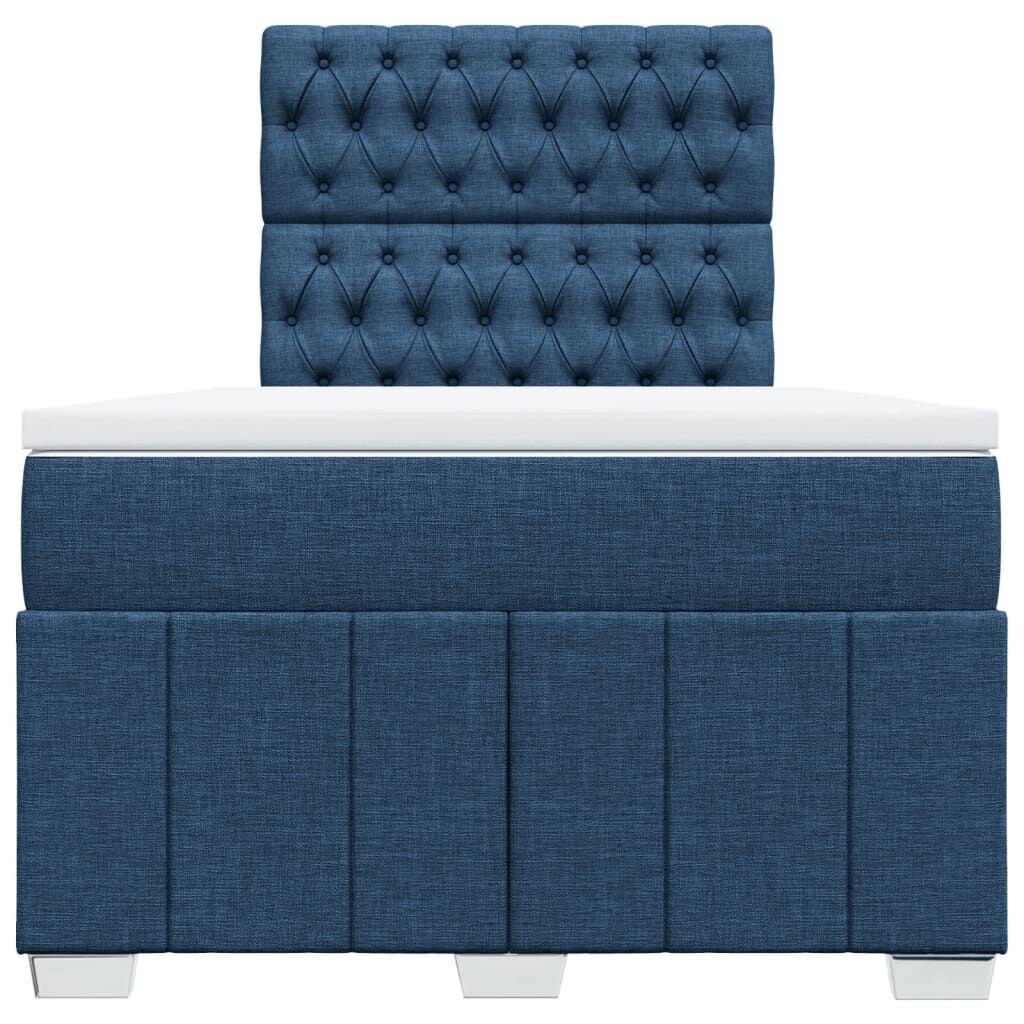 vidaXL Κρεβάτι Boxspring με Στρώμα Μπλε 120x190 εκ. Υφασμάτινο