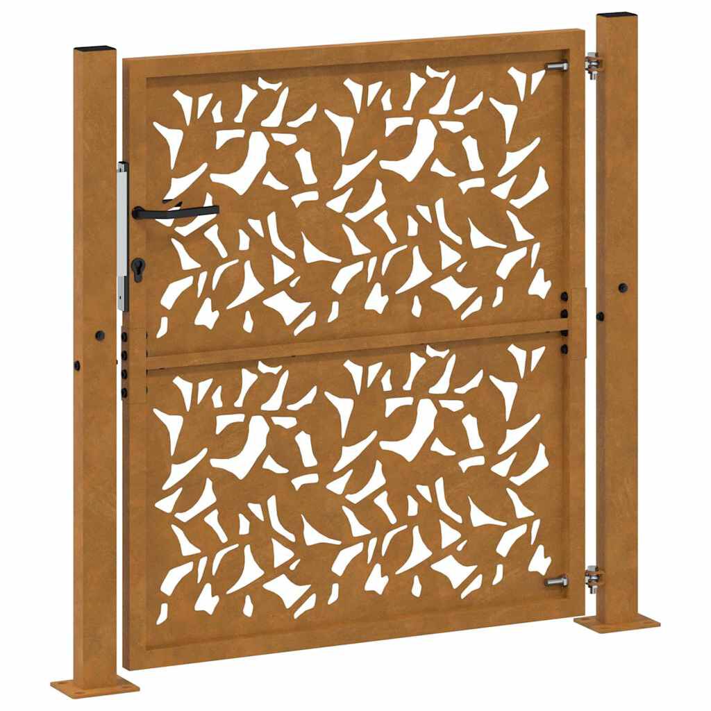 vidaXL Πύλη κήπου 105x105 cm από χάλυβα με φύλλα καιρικές συνθήκες