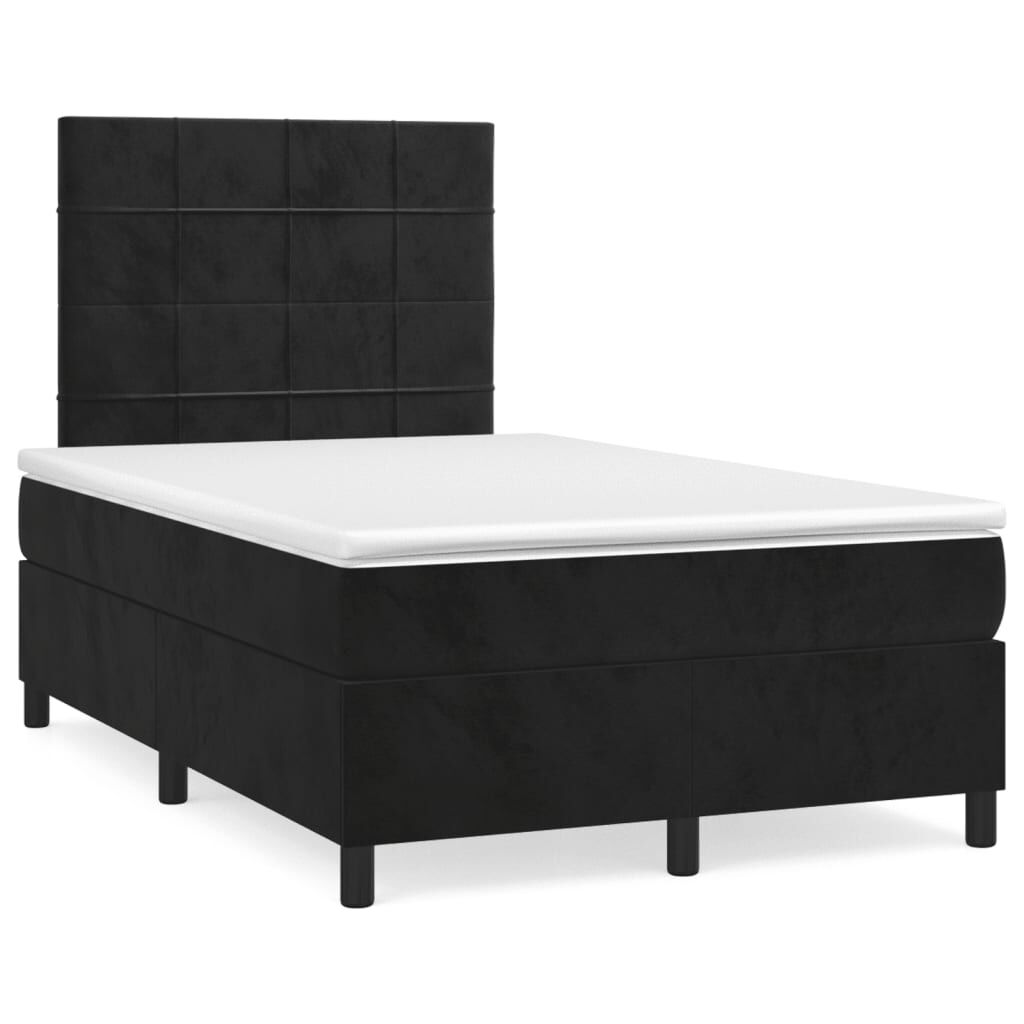 vidaXL Κρεβάτι Boxspring με Στρώμα Μαύρο 120x190 εκ. Βελούδινο