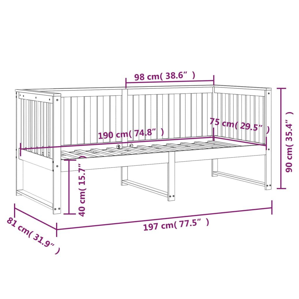 vidaXL Κρεβάτι ημέρας χωρίς στρώμα 75x190 cm Στερεό ξύλο πεύκο