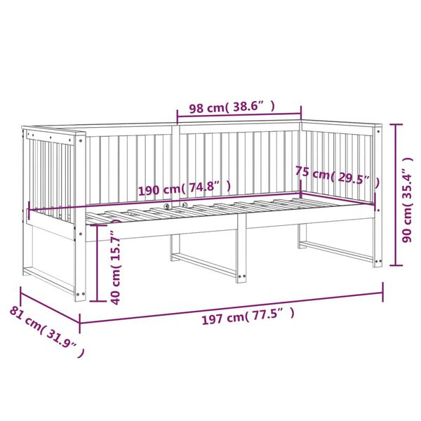vidaXL Κρεβάτι ημέρας χωρίς στρώμα 75x190 cm Στερεό ξύλο πεύκο
