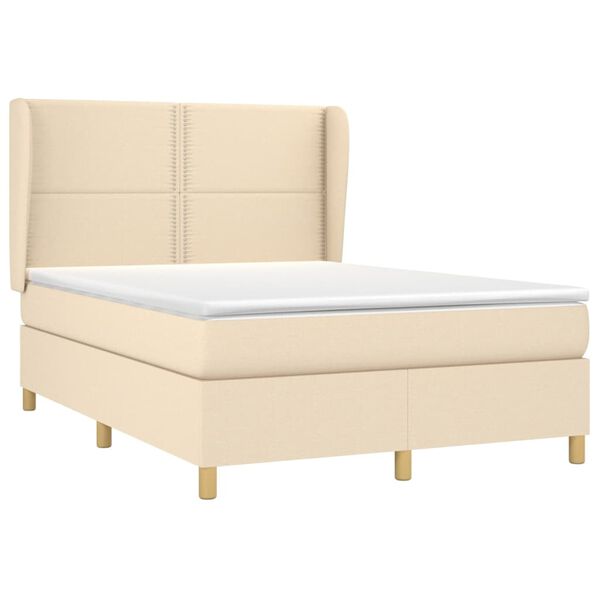 vidaXL &Kappa;&rho;&epsilon;&beta;ά&tau;&iota; Boxspring &mu;&epsilon; &Sigma;&tau;&rho;ώ&mu;&alpha; &Kappa;&rho;&epsilon;&mu; 140x190 &epsilon;&kappa;. &Upsilon;&phi;&alpha;&sigma;&mu;ά&tau;&iota;&nu;&omicron;