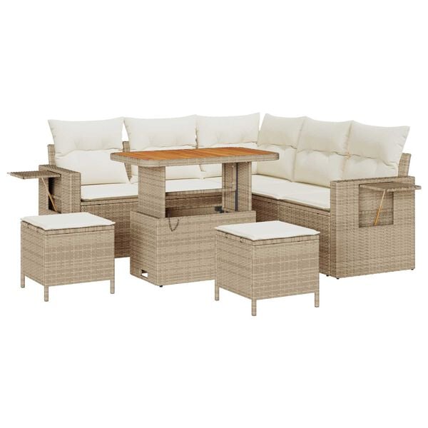 vidaXL Σετ Καναπέ Κήπου 8 pcs Μπεζ συνθετικό ρατάν