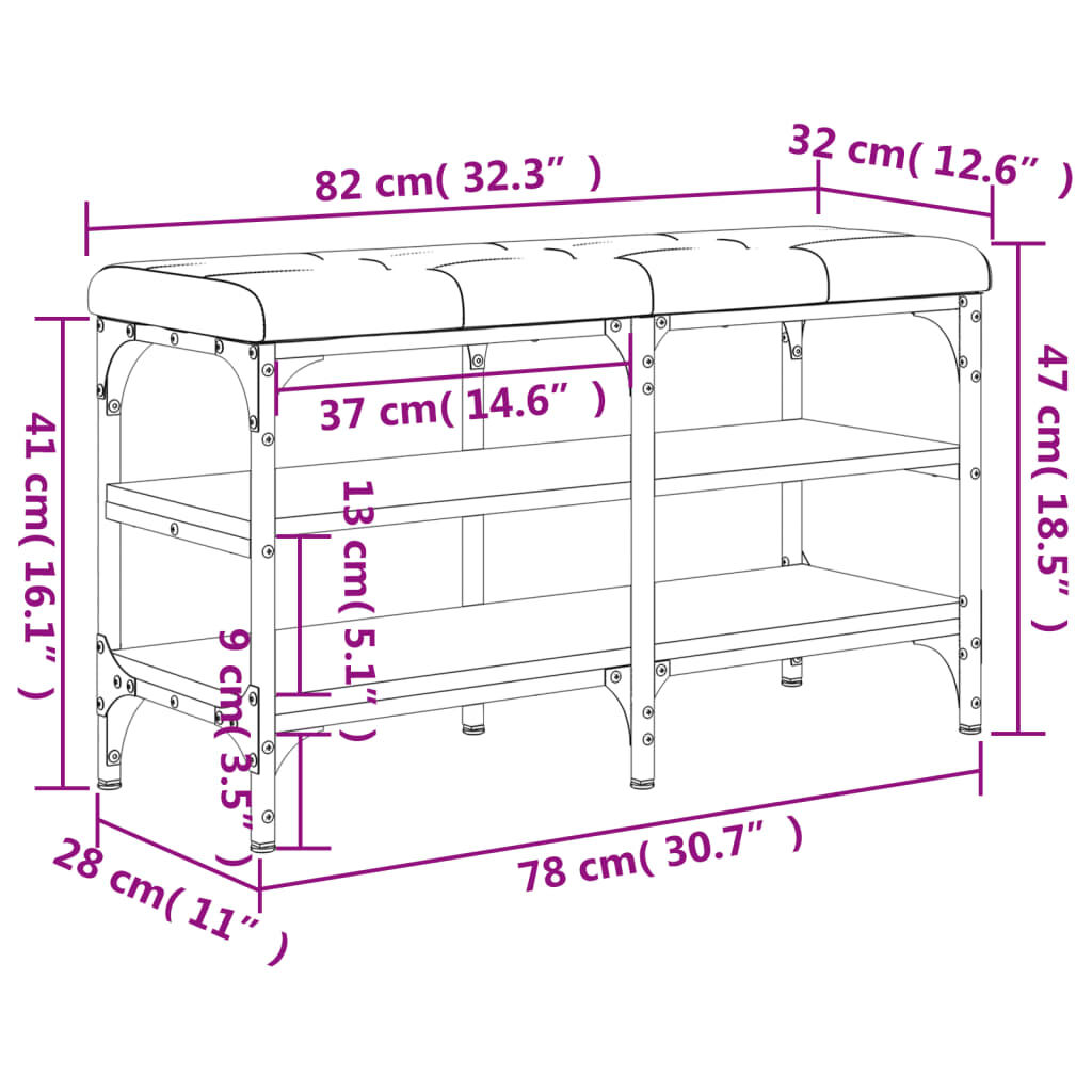 vidaXL Παπουτσοθήκη Γκρι Sonoma 82x32x47 εκ. από Επεξεργασμένο Ξύλο