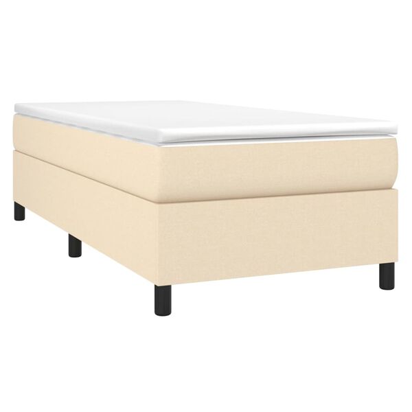 vidaXL Κρεβάτι Boxspring με Στρώμα Κρεμ 90x200 εκ.Υφασμάτινο