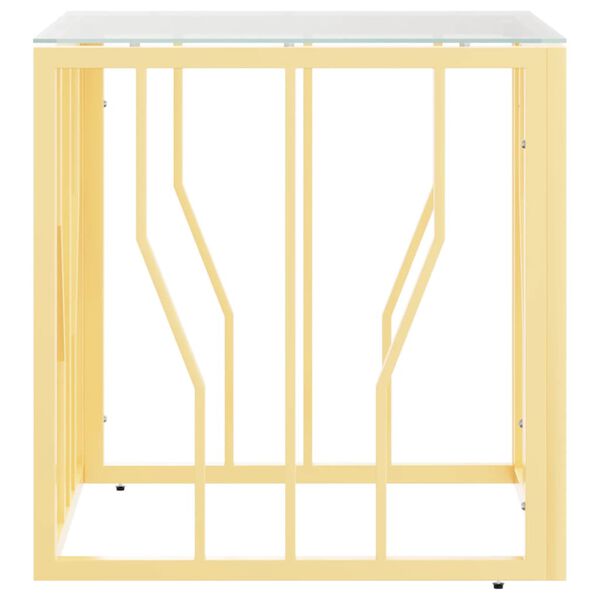 vidaXL Τραπέζι Σαλονιού Χρυσό 50x50x50 εκ. Ανοξείδωτο Ατσάλι και Γυαλί