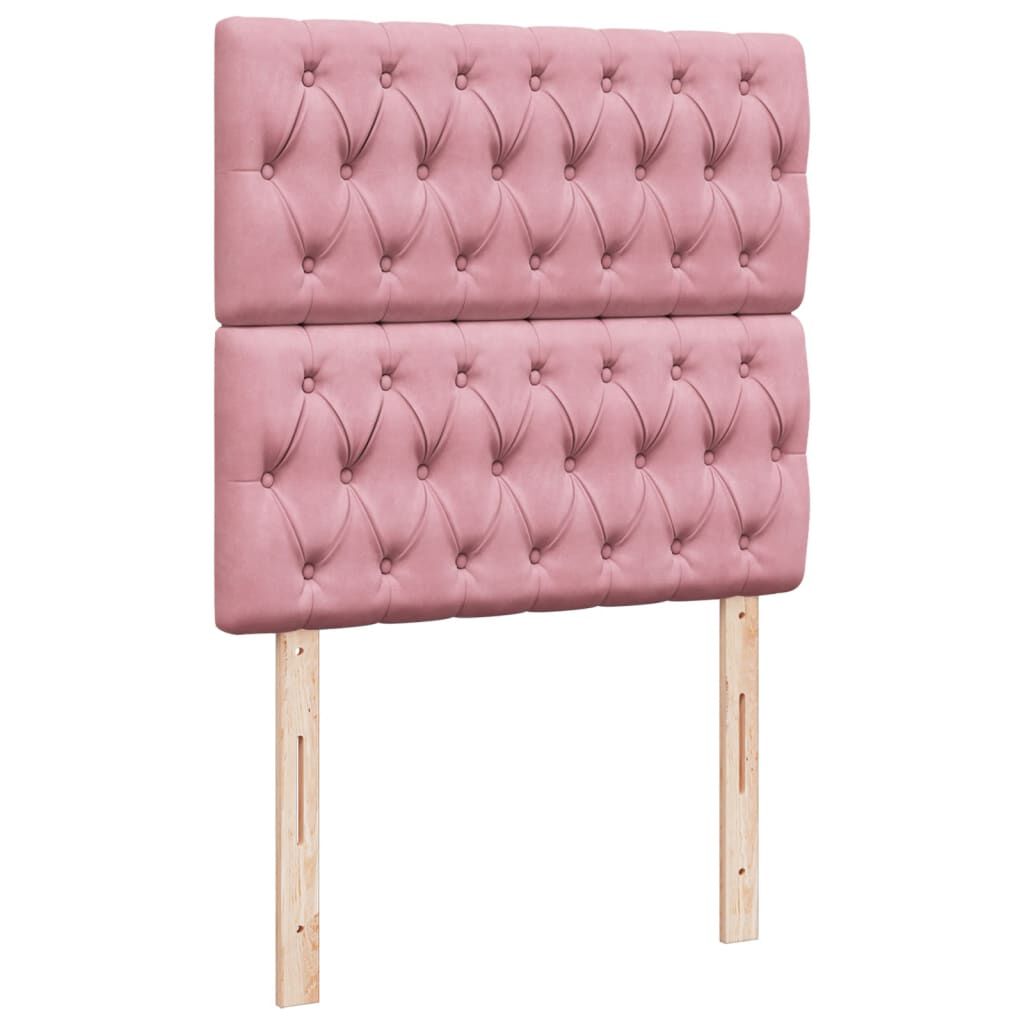 vidaXL Κρεβάτι Boxspring με Στρώμα Ροζ 90x190 εκ. Βελούδινο